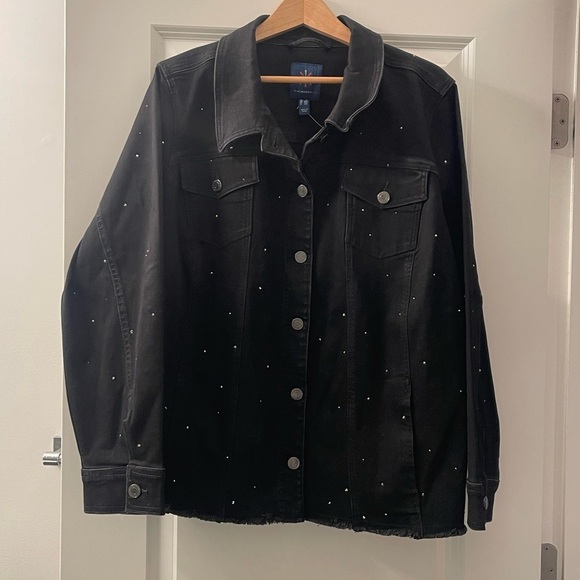 Isaac Mizrahi Jackets & Blazers - Isaac Mizrahi Black Studded Jean Jacket